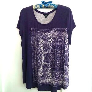 Women's Vera Wang Navy Boho Short Sleeve Shirt